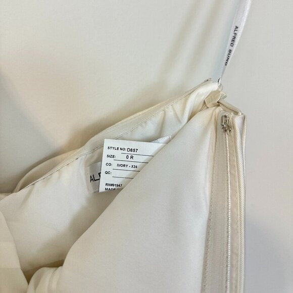 ALFRED SUNG Oversize Bow Back Strapless Minidress in Ivory Size US 0 - Picture 7 of 10
